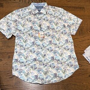 Robert Graham Blue and White Patterned Casual Shirt